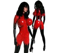Medias Inflables De Catsuit En El Pecho, Mono De Látex Para Mujer O Hombre, Hecho A Mano, Rojo Y Negro Para Mujer,Rojo Y Negro,mujer XL
