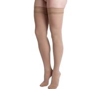 Medias largas de compresión con blonda - fácil colocación - clase I- para varices o piernas cansadas - mujer (Beige, M)