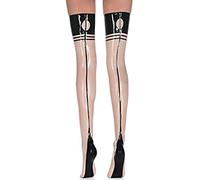 Medias Largas De Látex Con Medias De Muslo De Goma Recortadas En La Parte Posterior Redonda,Verde Manzana Con Negro,METRO