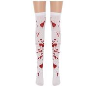 Medias por encima de la rodilla para mujer, calcetines espeluznantes con estampado de manchas de sangre, elásticos, transpirables, impresión duradera, accesorios de disfraz a juego para fiestas de