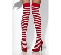 Medias Rojas Y Blancas A Rayas Para Mujeres Accesorio De Disfraz De Navidad