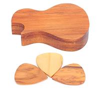 Mediator Guitare, 3Pcs Médiator Guitare avec de Rangement en Bois pour Guitare Acoustique électrique, Ukulélé et Basse