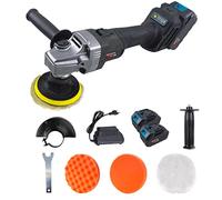 Mediawave Store - Pulidora angular, doble batería de 48 V, amoladora inalámbrica, 8500 rpm, discos de fieltro y almohadillas de esponja, pulidora angular profesional, herramientas de bricolaje