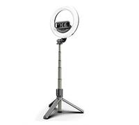 Mediawave Store - Selfie Stick Ring Light Anillo LED 5" Trípode Plegable con Mando a Distancia 07, Faro LED para Live y Video, 3 Modos, Bluetooth, Soporte Smartphone, Asta, Apoyo