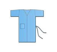 Mediberg Bata Desechable para Paciente o Visitante, Kimono Opaco en SMS 40 g/m2, No Estéril, Abertura Frontal y Mangas Cortas, Color Azul Claro, Talla Única, 100 uds