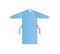 Mediberg Bata Quirúrgica Especializada SP en TNT SMMS, Estéril, Desechable, Repelente al Agua, Azul Claro, Talla XL, Longitud 140 cm, Dispensador de 30 Batas Predobladas Envueltas en Papel Médico