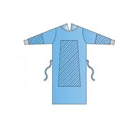 Mediberg Bata Quirúrgica Reforzada SP en TNT SMMS LIGHT, Estéril, Desechable, Repelente al Agua, Azul Claro, Talla XL, longitud 135 cm, Dispensador de 30 Batas Predobladas Envueltas en Papel Médico
