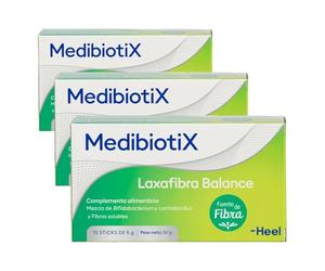 MedibiotiX - Laxafibra Balance, Complemento Alimenticio con Prebióticos, Probióticos y Fibras Naturales, Mejora el Tránsito Intestinal, la Regularidad Intestinal y Alivia el Estreñimiento - 10 Sticks