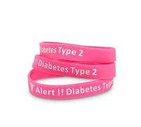 Medicaband Pack de 3 Pulseras de Silicona con Alerta médica Tipo 2, Color Rosa, One Size 212mm Standard Adult Wrist
