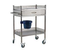 Medical Cart - Carrito rodante de acero inoxidable con cajones de 2 niveles para clínicas y hospitales, carga máxima de 100 kg, equipo versátil para uso en laboratorio