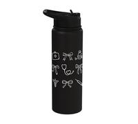 Medical Doodles Coquette Bows Nurse Doctor Healthcare Women Stainless Steel Insulated Water Bottle