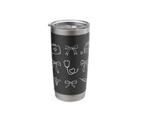 Medical Doodles Coquette Bows Nurse Doctor Healthcare Women Vaso térmico de acero inoxidable de doble pared