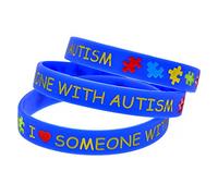 Medical ID Me Juego de 3 pulseras con texto en inglés "I Love Someone With Autism" (3 unidades, azul)