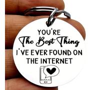 Medical ID Me Llavero con texto en inglés "You're The Best Thing I've Ever Found On The Internet", regalo para novio, novia, broma divertida para citas en línea, plata, Talla única