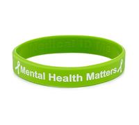 Medical ID Me Mental Health Matters Green - Paquete de 2 pulseras de tamaño juvenil de 18 cm Wear It Green School Awareness