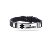 Medical ID Me Pulseras de silicona de alerta médica Conciencia médica de emergencia Epilepsia Diabetes EPOC Diluyente de sangre Hombres Mujeres Acero inoxidable ajustable (en Rivaroxaban)