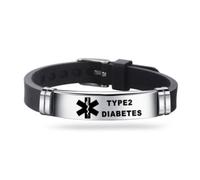 Medical ID Me - Pulseras de silicona de alerta médica de emergencia, concienciación médica, epilepsia, diabetes, EPOC, anticoagulante de sangre, hombres y mujeres, acero inoxidable ajustable, talla