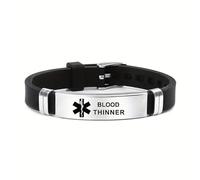 Medical ID Me - Pulseras de silicona de alerta médica de emergencia, concienciación médica, epilepsia, diabetes, EPOC, anticoagulante de sangre, hombres y mujeres, acero inoxidable ajustable, talla