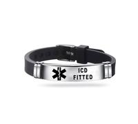 Medical ID Me - Pulseras de silicona de alerta médica de emergencia, concienciación médica, epilepsia, diabetes, EPOC, anticoagulante de sangre, hombres y mujeres, acero inoxidable ajustable, talla