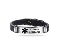 Medical ID Me - Pulseras de silicona de alerta médica de emergencia, concienciación médica, epilepsia, diabetes, EPOC, anticoagulante de sangre, hombres y mujeres, acero inoxidable ajustable, talla