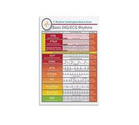 Medical Study Aid Poster - Basic EKG Rhythms & Interpretation Chart, Vintage Anatomy Art for Nursing School & Home Office(Framed,16x24inch(40x60cm))