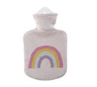 Medicalcorner24 Bolsa de agua caliente de 0,8 l, diseño de arco iris con funda de punto de algodón, suave, cálida e ideal para los días fríos