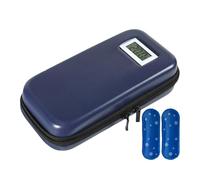 Medication Cooling Bag - Compact Blue Cooler Storage With Ice Packs, Portable Organizer Case With Temperature Display For Vaccines | Home, Traveling, School, Outdoor, Car, Hospitals, Clinics,