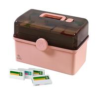 Medication Storage Box, 3-Layer Folding Medicine Organizer with Handle, PP Pill Case for Safe Family Use, Portable and Spacious Design, 19x15.7x16cm / 34x21.5x19cm