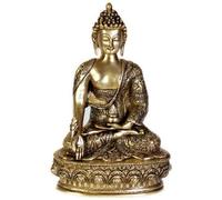 Medicina curativa Lord Buda en metal de latón macizo con piedra preciosa turquesa trabajo para templo, mesa de oficina o mostrador de tienda (3)
