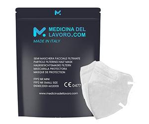 medicinadellavoro.com 20 Mascarillas FFP2/KN95 Talla Pequeña Small Homologadas Certificación CE de 4 Capas, Máscara Protectora, Mascarilla de Protección con Filtros BFE≥95| 20 Piezas - Made in Italy