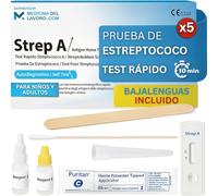 Medicinadellavoro.com - Tampón Estreptococo Rápido Niños Adultos, Prueba Estreptococo Faringeo para Detección Estreptococo Grupo A,Útil en Caso de Gripe y Dolor de Garganta Exacto en 10 Min, (5 TEST)