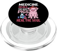 Medicine Heals The Body Pigs Heal The Soul PopSockets PopGrip para MagSafe