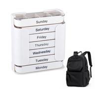 Medicine Pill Organizer - 7 Days Medicine Planner, Portable Pill Supplement Case | 4 Times A Day Storage For Home Work School Airplane Elderly Kids Vacation Trips