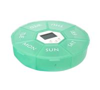 Medicine Storage Box - 100 g Portable Seven-Grid Smart Pill Box With Timer | Medicine Container With Reminder Round Medication Organizer For Pockets Daily Morning Night Workplace Travel Home Outdoor