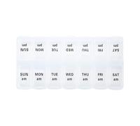 Medicine Storage Box - Caja portátil para medicamentos, multiusos, 7 días, 2 veces al día, planificador de medicamentos AM/PM, dispensador de pastillas de viaje con 7 compartimentos, estuche para