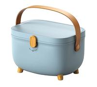 Medicine Storage Box,First Aid Box, Double Layers Multi Grid, Large Capacity Medical Box,360 ° Rotation Design,Anti Slip Foot Mats,Don'T Worry About Drug Storage, LJJY-KK, Blue