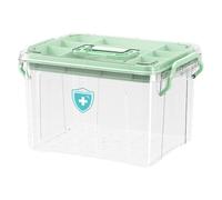 Medicine Storage Box, Household Medicine Organizer, Large Capacity Box, Double Compartment Organizer, Medicine Container for Home & Travel, Household Medicine Organizer for Car, Dorm & Family Use