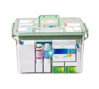 Medicine Storage Box PP Medium 31,8 x 23,2 x 18,8 cm | de primeros auxilios con cierre lateral, uso doméstico, almacenamiento portátil, organizador médico, doble capa de gran capacidad