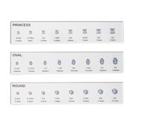 Medición de anillos de gemas: tamaño de acrílico en quilates, juego de herramientas de 3 piezas | Joyería para los dedos, de boda cuadrado, accesorio para manualidades, diseño de artesa