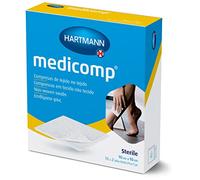 MEDICOMP, Gasas Estériles 10x10, Compresas de Tejido, Vendaje Extrasuaves y Absorbente, Vendas para el Tratamiento de Heridas o Procedimientos Ambulatorios, 10 x 2 Unidades, Color Blanco
