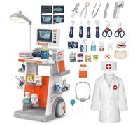 Medicos Juguete 32PCS Kit Doctora con Carrito Juguetes de Medicos Accesorios con Luces y Sonido, Termómetros, Estetoscopios y Ropa de médico para el Papel de Centro Medico Juguete 3 4 5 6 Años
