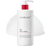 Medicube Espejo de Mesa y Pared Ajustable a 90 Grados, Espejo de Maquillaje Ovalado con Marco de Madera Roja, 14x21cm
