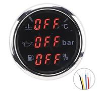 Medidor 3 en 1 de 2 pulgadas, temperatura del agua de refrigeración, presión de aceite, indicador de nivel de, estándar europeo 0-190Ω (Esfera negra)