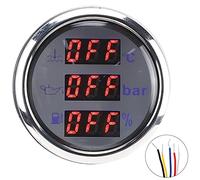 Medidor 3-en-1 XTEVU, medidor de presión de nivel de de temperatura del agua de enfriamiento compatible con el estándar europeo de 0-190Ω, 2 pulgadas de sensor de función triple (Cadran blanc)