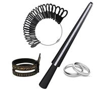 Medidor Anillos de MMOBIEL - Ring Sizer Herramienta de Medición - Medidor de Dedos para Joyería - Diámetros / US, EU & FR Tallas Estándar - Incluye Medidor de Anillos y Cinturones (UK & US)