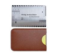 Medidor de acción de cuerda, regla de altura de acero inoxidable con funda de cuero, herramientas Luthier duraderas de alta calidad para una configuración precisa, accesorios ideales de guitarra para