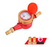 Medidor de agua giratorio DN20, medidor de flujo de agua fría y caliente hasta 90 °C, contador preciso de 3 punteros con filtro integrado, conectores de hierro/cobre (B)
