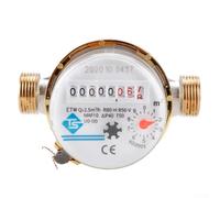 Medidor de agua inteligente DN15 Contador mecánico de agua fría Pantalla digital Cuerpo de latón No para batería Monitor de uso doméstico (DN15)
