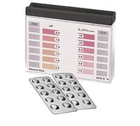 Medidor de agua Rapid Methode de oxígeno activo, con 20 pastillas medidoras, 10 fenol rojo y 10 DPD4, 12 valores de medición diferentes.