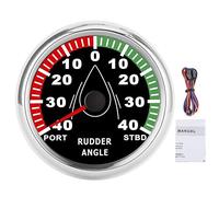 Medidor de ángulo de timón para embarcaciones de 85 mm, indicador marino de ángulo de timón con pantalla retroiluminada multicolor, medidor de acero inoxidable impermeable IP67 (Cubierta plateada con